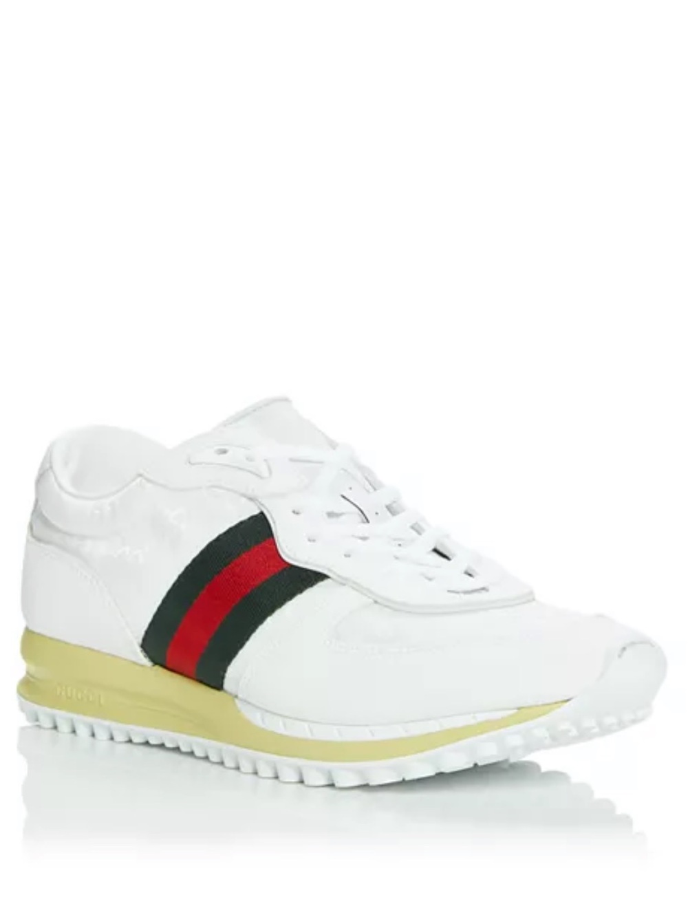 Gucci White Re-Motion Sneaker with Red & Green Web Stripe
